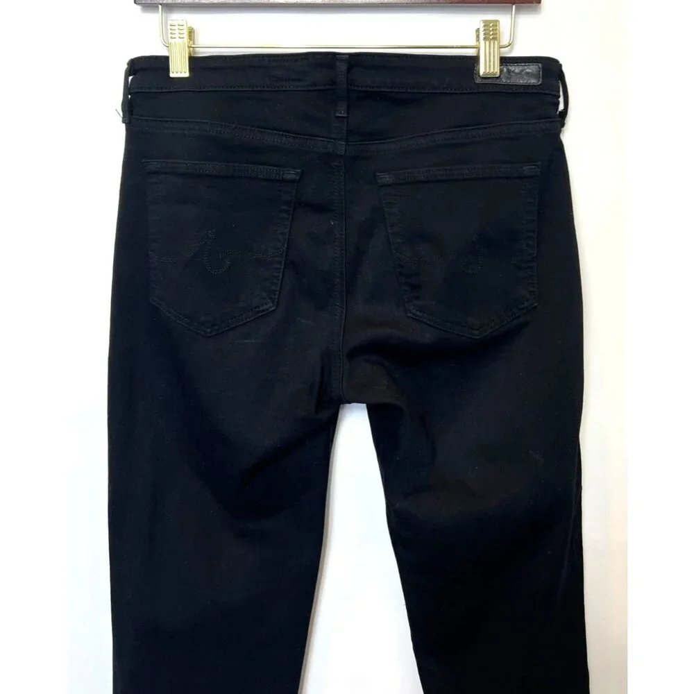 AG Prima Mid Rise Cigarette Jeans Super Black Size 28R Skinny Designer Classic